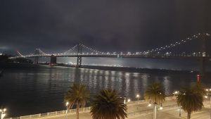 Bay Bridge at night (from the room)