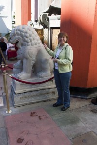 Marion pets the kitty 